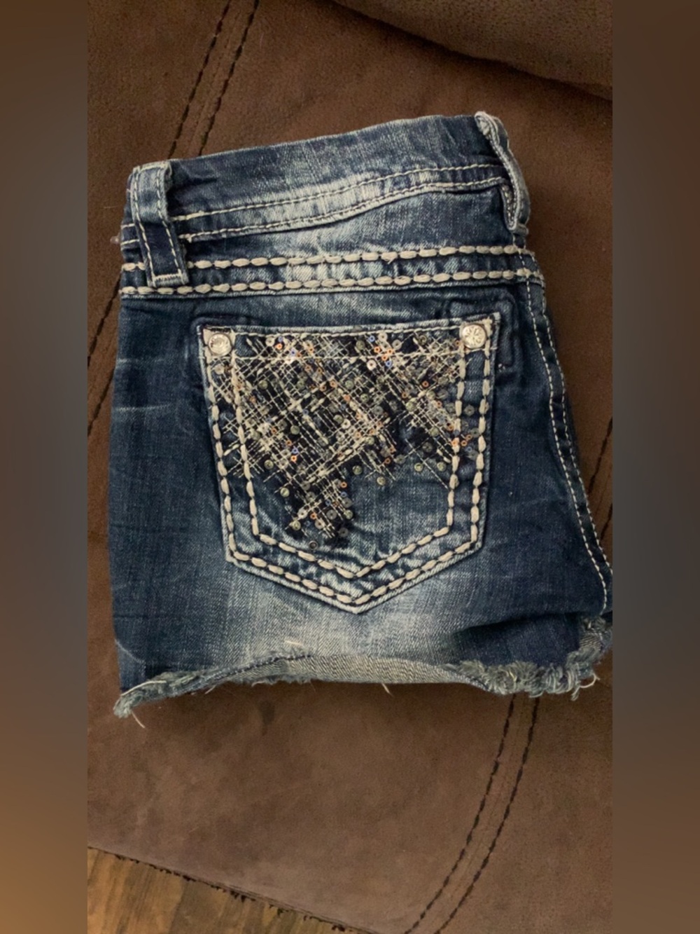 Miss Me Embellished Dark Blue Denim Shorts